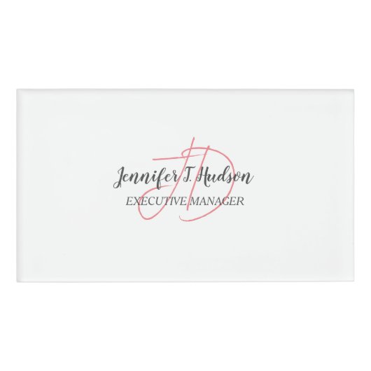 Kalligrafie trendy klassiek script monogram naambadge (Voorkant)