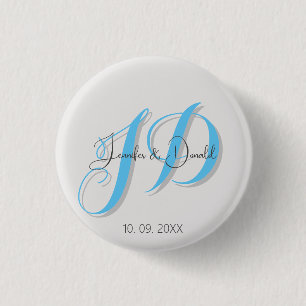 Kalligrafie trendy klassiek script monogram ronde button 3,2 cm