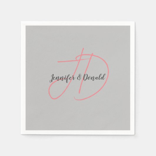 Kalligrafie trendy klassiek script monogram servet (Voorkant)