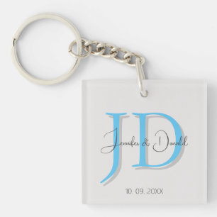 Kalligrafie trendy klassiek script monogram sleutelhanger