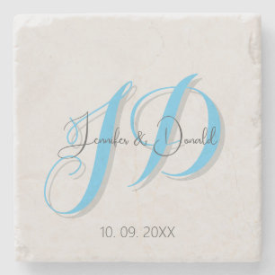 Kalligrafie trendy klassiek script monogram stenen onderzetter
