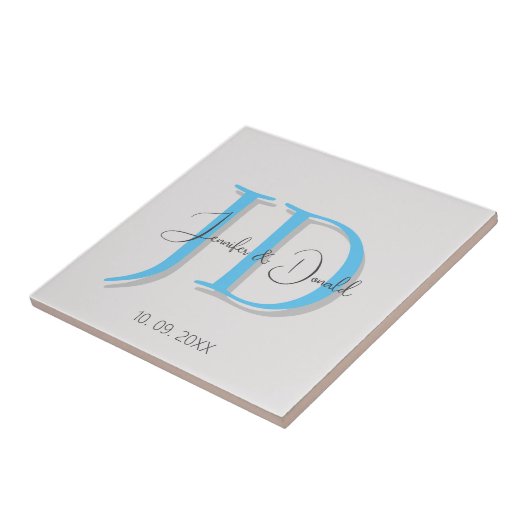 Kalligrafie trendy klassiek script monogram tegeltje (Zijkant)