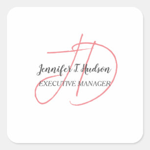 Kalligrafie trendy klassiek script monogram vierkante sticker