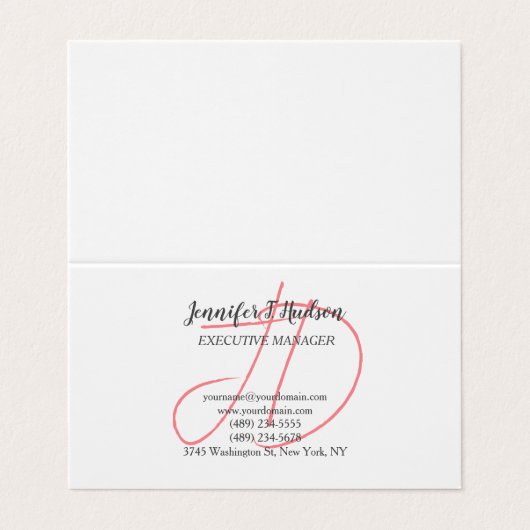 Kalligrafie trendy klassiek script monogram visitekaartjes (Buitenkant ongevouwen)