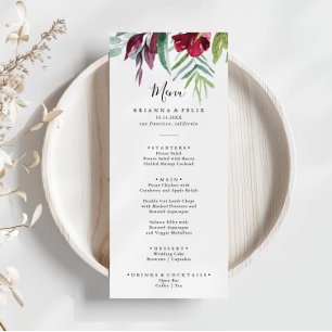 Kalligrafie Tropisch gekleurd bloemendiner Menu