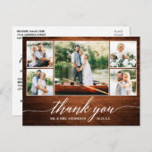 Kalligrafie Trouwdag Hout 5 Foto Dank Je Briefkaart (Voorkant / Achterkant)