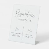 Kalligrafie Trouwhandtekening Cocktail Bar Reclamebord Met Voetstuk (Voorkant)