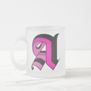 Kalligrafie type zwart en roze Initialen mok A