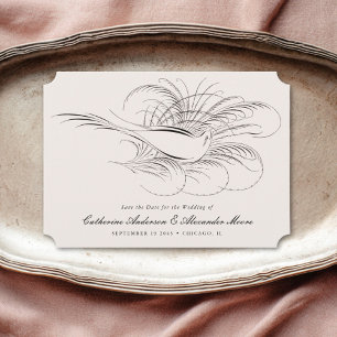 Kalligrafie Vogel Vintage Illustratie Bruiloft Save The Date