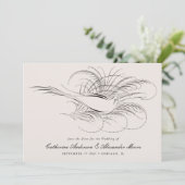 Kalligrafie Vogel Vintage Illustratie Bruiloft Save The Date (Staand voorkant)
