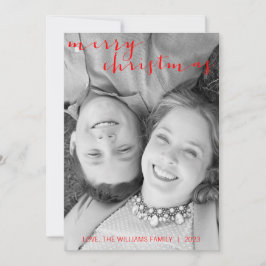 Kalligrafie Vrolijke Kerstmis Verticale Fotokaart Feestdagenkaart