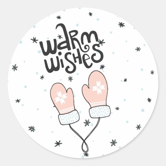 Kalligrafie Warme Wensen Kerstwanten Ronde Sticker (Voorkant)