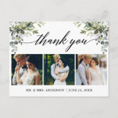 Kalligrafie Waterverf Groene Huwelijk Bedankt Briefkaart (Voorkant)