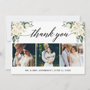 Kalligrafie Waterverf Witte Bloemen Trouwfoto Bedankkaart
