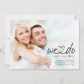 Kalligrafie We doen Connected Heart Foto QR Code Save The Date (Voorkant)