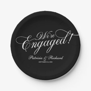 Kalligrafie We zijn verloofd Verlovingsfeest Zwart Papieren Bordje
