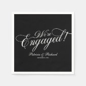 Kalligrafie We zijn verloofd Verlovingsfeest Zwart Servet (Voorkant)