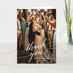 Kalligrafie Wedding Photo Script Overlay Vouw Bedankkaart