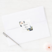 Kalligrafie Winter Bloemen Bruiloft Envelop Seals Vierkante Sticker (Envelop)