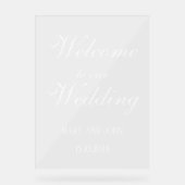 Kalligrafie wit Elegant script bruiloft welkom Acryl Bord (Voorkant)