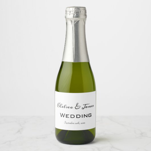 Kalligrafie Witte Mini Mousserende Wijnfles Custo Sparkling Wijnetiket (Voorkant)