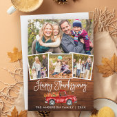 Kalligrafie Wood Thanksgiving Truck 4 foto's Feestdagenkaart