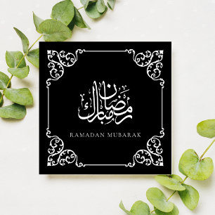 Kalligrafie Zwart Ramadan Mubarak in Vintage Lijst Feestdagenkaart