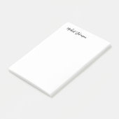 Kalligrafie Zwart Wit Gepersonaliseerde Plain Mode Post-it® Notes (Schuin)