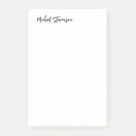 Kalligrafie Zwart Wit Gepersonaliseerde Plain Mode Post-it® Notes (Voorkant)