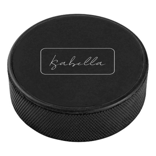 Kalligrafie Zwart Wit Plain Creatieve Moderne Naam Hockey Puck (3/4)
