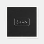Kalligrafie Zwart Wit Plain Creatieve Moderne Naam Servet (Voorkant)