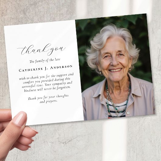 Kalligrafiescript Foto Sympathy Funeral Memorial Bedankkaart