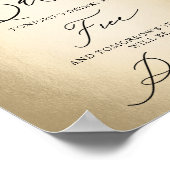 Kalligrafiescript Open Bar Funny Wedding Sign Poster (Hoek)