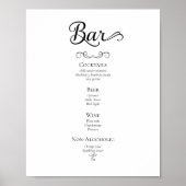 Kalligrafiescript Wedding Drinken Menu Sign Poster (Voorkant)