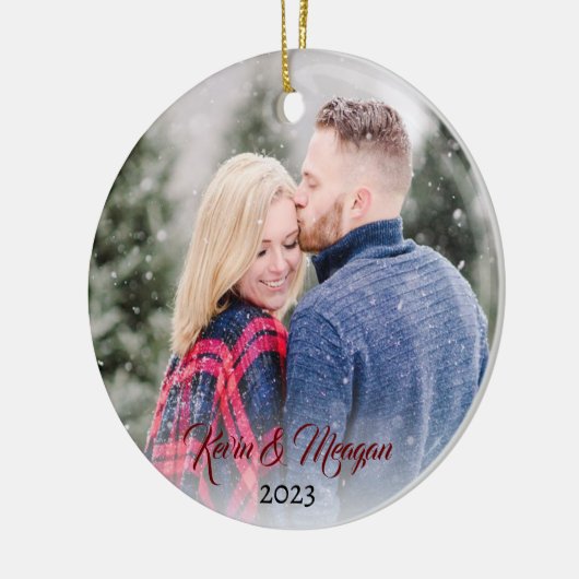 kalligrafisch schrift | Familienaam Dubbelzijdige Keramisch Ornament (Links)