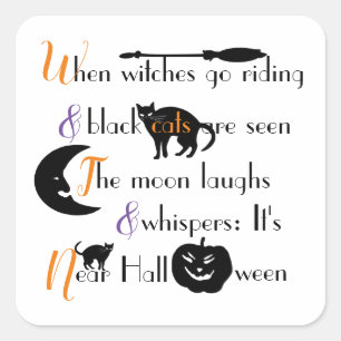 Kalligrafisch traditioneel Halloweengedicht Vierkante Sticker