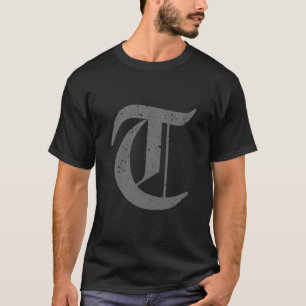 Kalligrafische hoofdletter T Grunge T-shirt