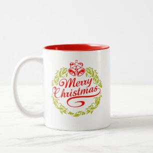 Kalligrafische kerstbelettering met krans Mok
