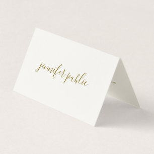 Kalligraphed Script Cream Wit Goud Gevouwen Luxe Visitekaartjes
