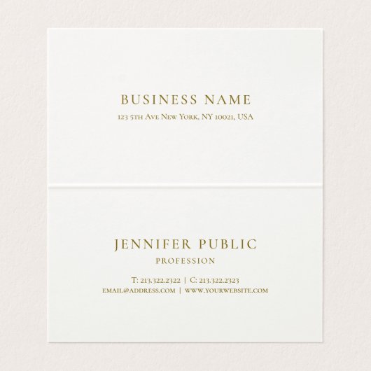 Kalligraphed Script Cream Wit Goud Gevouwen Luxe Visitekaartjes (Binnenkant ongevouwen)