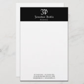 Kalligraphed Zwart Wit Sjabloon Elegant Briefpapier (Voorkant / Achterkant)