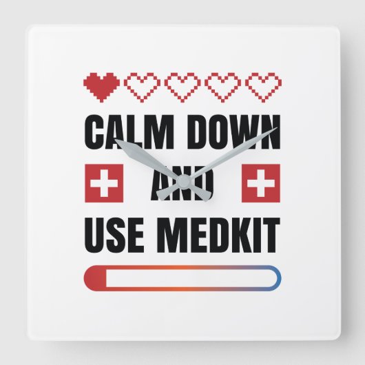 Kalm aan en gebruik Medkit Vierkante Klok (Voorkant)