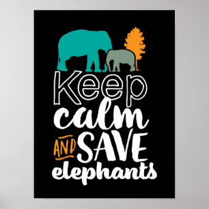 Kalm bewaren Elephants Dierenvriend Volunteer Poster