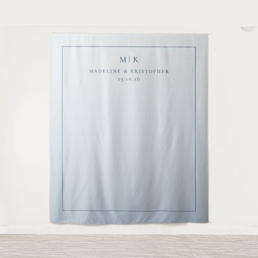 Kalm blauw minimalistische gradiënt wandkleed (Voorkant)