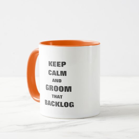 Kalm blijven mok voor backlog-oplossing voor agile (Voorkant links)