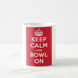 "Kalm en Bowl aan"-Mok (rood veld) Koffiemok