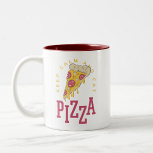 KALM EN EAT PIZZA HOUDEN - FUNNY TWEEKLEURIGE KOFFIEMOK