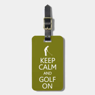 Kalm en Golf op aangepast bagagelabel houden