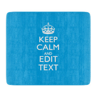 Kalm en Jouw tekst houden op een blauw hemddecor Snijplank