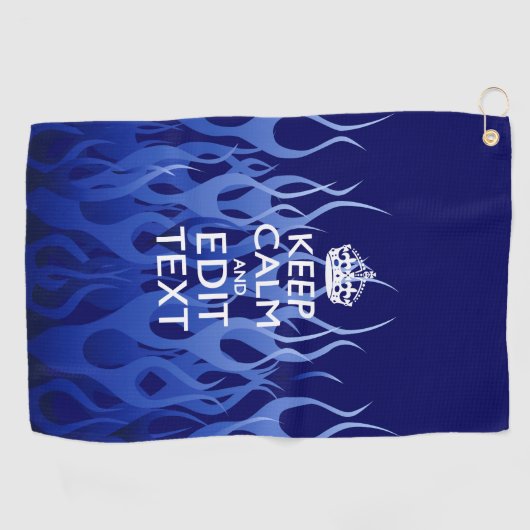 Kalm en Jouw tekst houden op toevallige blauwe ont Golfhanddoek (Horizontaal)